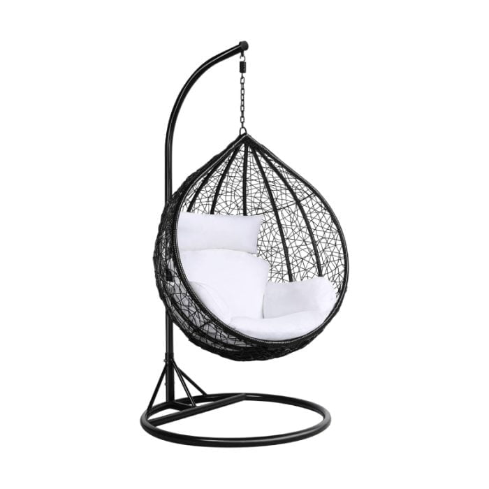 Rattan Swing Egg Chair for Garden, Patio, Indoor and Outdoor Use, with Stand, Cushion, and Cover